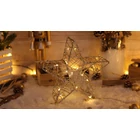 Kép 2/4 - LED karácsonyi csillag, arany,fém, elemes (X22034)  Timer 6+18h, 20LED, 3000K, 2xAA