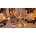 Kép 1/4 - LED karácsonyi csillag, ezüst,fém, elemes (X22035)  Timer 6+18h, 20LED, 3000K, 2xAA