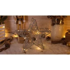 Kép 2/4 - LED karácsonyi csillag, ezüst,fém, elemes (X22035)  Timer 6+18h, 20LED, 3000K, 2xAA