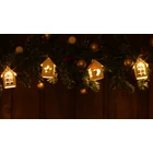 Kép 2/6 - LED karácsonyi lánc, házikó, fehér, fa, elemes (X22057)  Timer 6+18h,10LED, 3000K, 2xAA