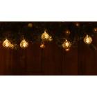 Kép 2/6 - LED karácsonyi lánc, gömb, hópehely, fehér, elemes (X22064)  Timer 6+18h,10LED, 3000K, 2xAA