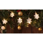 Kép 1/6 - LED karácsonyi lánc, hópehely,fehér, fém, elemes (X22056)  Timer 6+18h,10LED, 3000K, 2xAA