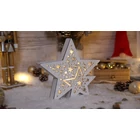 Kép 1/5 - LED karácsonyi csillag, fa, elemes (X22040)  Timer 6+18h, 6LED, 3000K, 2xAAA