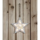 Kép 1/3 - LED karácsonyi csillag, fa, elemes (X22093)  Timer 6+18h,5LED, 3000K, 2xAA