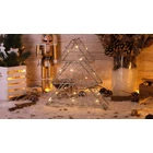 Kép 1/4 - LED karácsonyi fenyő, ezüst, fém, elemes (X22037)  Timer 6+18h,15LED, 3000K, 2xAA