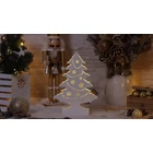 Kép 2/5 - LED karácsonyi fenyő, fehér, fa, elemes (X22100)  Timer 6+18h,7LED, 3000K, 2xAA