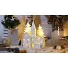 Kép 1/4 - LED karácsonyi templom, fa, elemes (X22084)  Timer 6+18h,10LED, 3000K, 3xAA