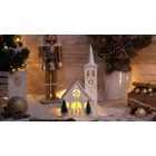 Kép 1/4 - LED karácsonyi templom, fa, fehér, elemes (X22077)  Timer 6+18h,4LED, 3000K, 3xAA