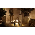 Kép 2/4 - LED karácsonyi templom, fa, fehér, elemes (X22077)  Timer 6+18h,4LED, 3000K, 3xAA