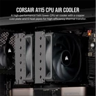 Kép 2/8 - CORSAIR CPU hűtő, A115 Twin Tower, 2 Ventilátoros, LGA1700 támogatással, fekete