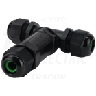 Kép 2/6 - Tömítőszelencés kábeltoldó, T-elágazó  0.5-4 mm2, IP68, PC+PA6.6, 3P, 450VAC, 24A