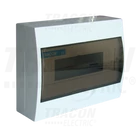 Kép 1/5 - Falon kívüli elosztódoboz, füstszínű ajtóval, N/PE sínnel  1×12 modul, IP40, (H×W×D=200×256×95mm)