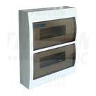 Kép 1/5 - Falon kívüli elosztódoboz, füstszínű ajtóval, N/PE sínnel  2×12 (24) modul, IP40, (H×W×D=325×270×98mm)