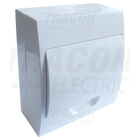 Kép 1/5 - Falon kívüli elosztódoboz, fehér ajtóval, N/PE sínnel  1×8 modul, IP40, (H×W×D=200×184×95mm)