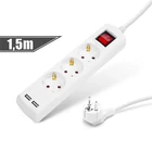 Kép 1/2 - Delight 20221U ELOSZTÓ 3-AS, 1,5 M,  2 X USB-VEL, KAPCSOLÓS