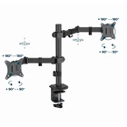 Kép 3/6 - Gembird MA-D2-03 Adjustable desk mounted double monitor arm, 17”-32”, black