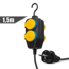 Kép 1/2 - Delight 20223D KÜLTÉRI ELOSZTÓ 2-ES FEDÉLLEL 1,5 M, GUMI, IP44