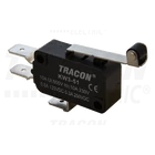 Kép 1/4 - Helyzetkapcsoló, mikro, karos-görgős  1×CO 10A/230VAC, 0,3A/250VDC, 28mm, 6,3x0,8 mm, IP00