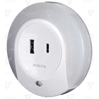 Kép 1/2 - Éjszakai fény USB-C porttal  230VAC, 50Hz, 0,4W, 15lm, CDS, 1xUSB, 1xUSB-C