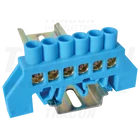 Kép 1/2 - Szigetelt földelősín (N/PE), kék  230/400VAC, 100A, 8×12mm, 6P, IP20