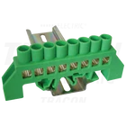Kép 1/2 - Szigetelt földelősín (N/PE), zöld  230/400VAC, 100A, 8×12mm, 8P, IP20