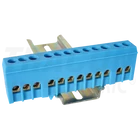 Kép 1/2 - Szigetelt földelősín (N/PE), zárt, kék  230/400VAC, 63A, 6×9mm, 12P, IP20