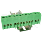 Kép 1/2 - Szigetelt földelősín (N/PE), zárt,zöld  230/400VAC, 63A, 6×9mm, 12P, IP20