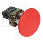 Kép 1/4 - Reteszelt gombafejű vészgomb, fémalap, piros, elfordítással  1×NC, 3A/400V AC, IP42, d=40mm
