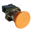 Kép 1/6 - Tokozott gombafejű nyomógomb, fémalapra szerelt, sárga  1×NO, 3A/400V AC, IP44, d=40mm