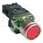 Kép 1/4 - Világító nyomógomb, fémalap, piros, glim, izzó nélkül  1×NC, 3A/400V AC, 230V, IP42