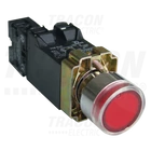 Kép 1/5 - Világító nyomógomb, fémalap, trafóval,piros,glim,izzó nélk.  1×NC, 3A/230V AC, 6V, IP42