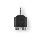 Kép 1/3 - Nedis CAGB22940BK 3,5mm sztereo jack dugó - 2x RCA aljzat adapter