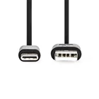 Kép 2/3 - Nedis CCGL60600BK20 USB A - USB C (USB-C) kábel, USB2.0, 15W, hossz 2m