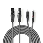 Kép 2/3 - Nedis COTH15230GY30 félprofi audio kábel, 2x XLR aljzat - 2x RCA dugó, 3m