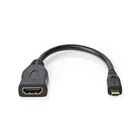 Kép 1/2 - Nedis kábel CVGP34790BK02 micro HDMI - HDMI adapter, 4K@30Hz, 10.2 Gbps, 0.20 m