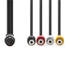 Kép 1/3 - Nedis CAGL20450BK02 DIN audio kábel, DIN 5 tűs dugó - 4x RCA aljzat, 0,20m