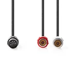 Kép 1/3 - Nedis CAGL20250BK02 audio kábel 5p DIN dugó - 2 x RCA aljzat, hossz 0.20m