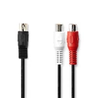 Kép 2/3 - Nedis CAGL20250BK02 audio kábel 5p DIN dugó - 2 x RCA aljzat, hossz 0.20m