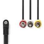 Kép 1/3 - Nedis CVGL22400BK10 audio - video AV kábel, 3,5mm jack - 3x RCA, 1m