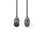 Kép 3/3 - Nedis COTH15010GY15 félprofi XLR audio kábel, XLR dugó - aljzat, 1.5m, rugalmas