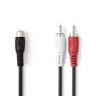 Kép 2/3 - Nedis CAGB24020BK02 sztereo audio kábel, 1x RCA aljzat - 2x RCA dugó, 0,20m