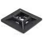 Kép 1/3 - Öntapadós/csavarozható, 4oldalt fűzhető kötegelő talp,fekete  28×28mm, d=5,7mm, PA6.6, 3M