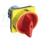 Kép 1/3 - Tokozott főkapcsoló, lakatolható, sárga fedéllel, BE-KI  400V, 50Hz, 25A, 4P, 7,5kW, 48×48mm, IP44