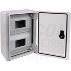 Kép 2/3 - Műanyag elosztószekrény maszkos átlátszó ajtóval  2x6mod, HxWxD=280x210x130mm, IP65, IK10, 1000V AC/DC