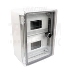 Kép 1/3 - Műanyag elosztószekrény maszkos átlátszó ajtóval  2x6mod, HxWxD=280x210x130mm, IP65, IK10, 1000V AC/DC