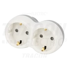 Kép 1/3 - Többférőhelyes átalakító csatlakozó, szürke + fehér  2×SCHUKO, max.16A, 230VAC, 3680W, PP