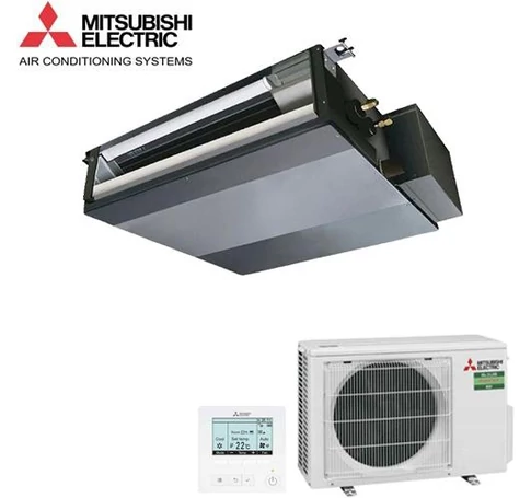 Mitsubishi Electric Monosplit szett: Vékony légcsatornázható beltéri egység, PAR-41MAA fali vezetékes szabályozóval.