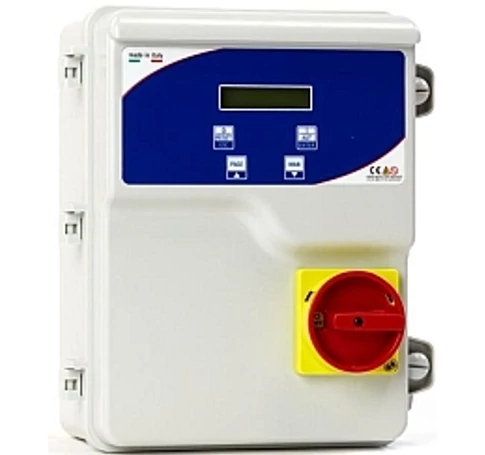 DRY CONTROL PLUS - COS FI elosztó szekrény, EGY szivattyúhoz (0,8-8A), (0,37-2,2kW) HAROM fázisú, motorvédelem és direkt indítással