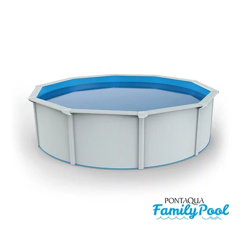 Pontaqua Family Pool kerek 3,6x1,2 fehér, 0,4mm PVC fólia, 2 gégecső, szkimmerrel, befúvóval