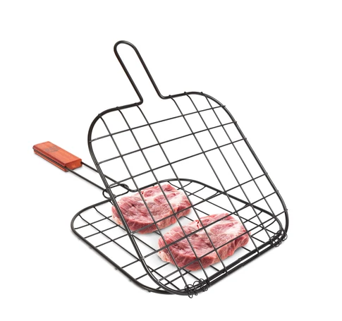 Hús grillező rács - fa nyéllel